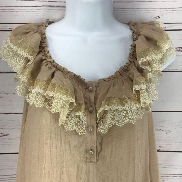 Gracia Girl’s Tan Sleeveless peasant large Dress - Picture 3 of 7